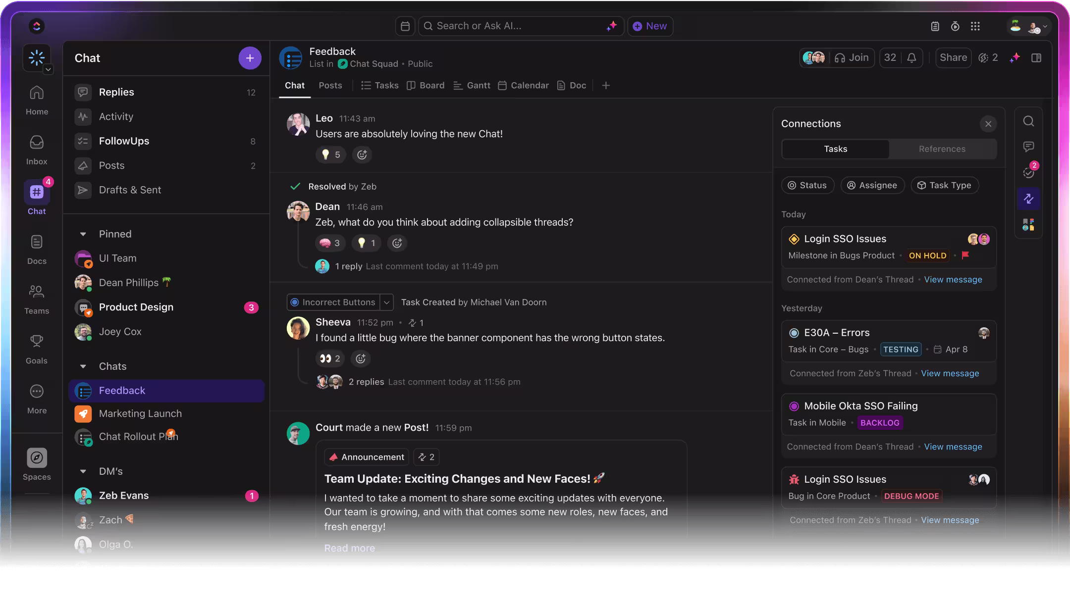 ClickUp Chat Interface