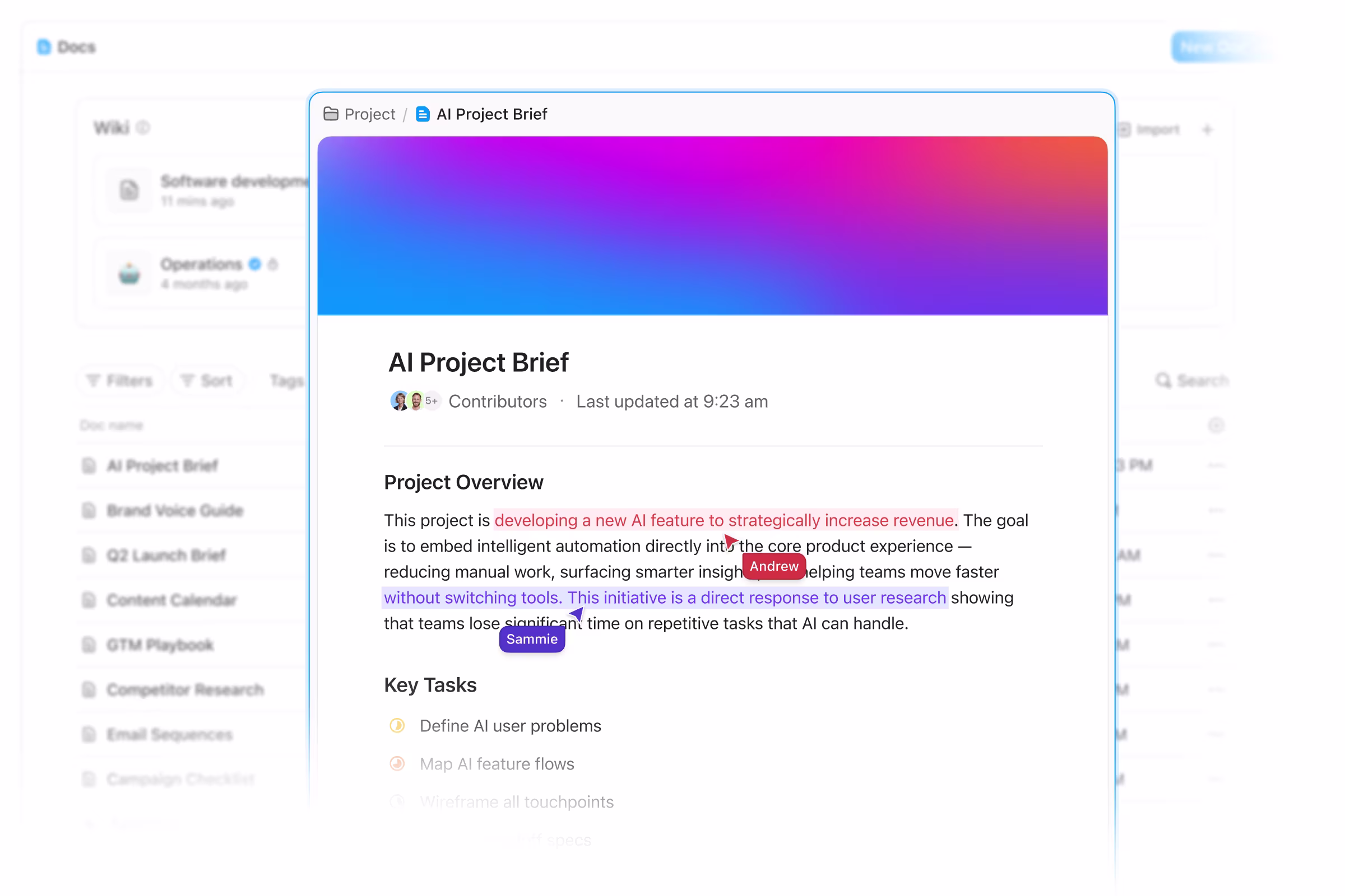 ClickUp Docs Interface
